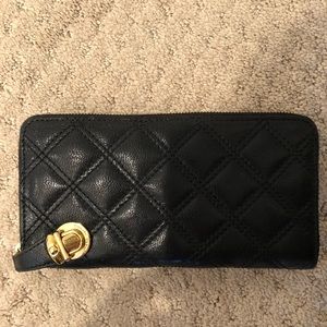 Marc Jacobs black quilted leather zip wallet